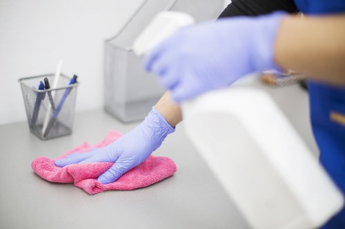 Professional cleaner preparing a property for service