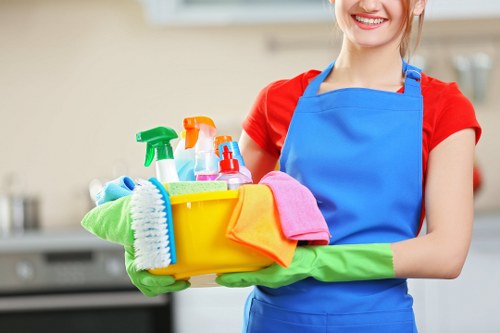 Professional office cleaners in Hackney working in a modern workspace