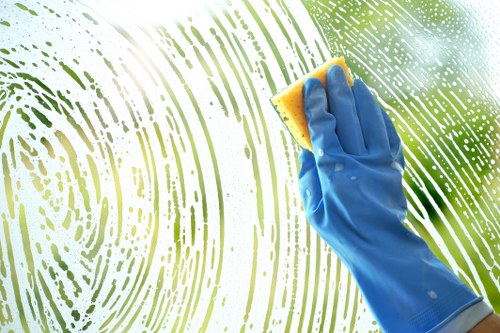 Team member handling a cleaning task with care