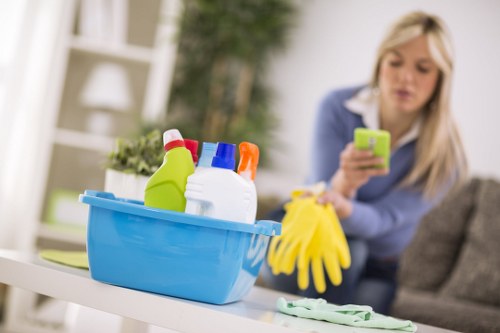 Professional cleaner in Hackney performing office cleaning