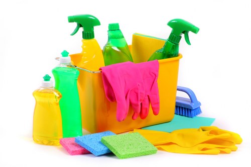 Cleaning operative reviewing service details before starting